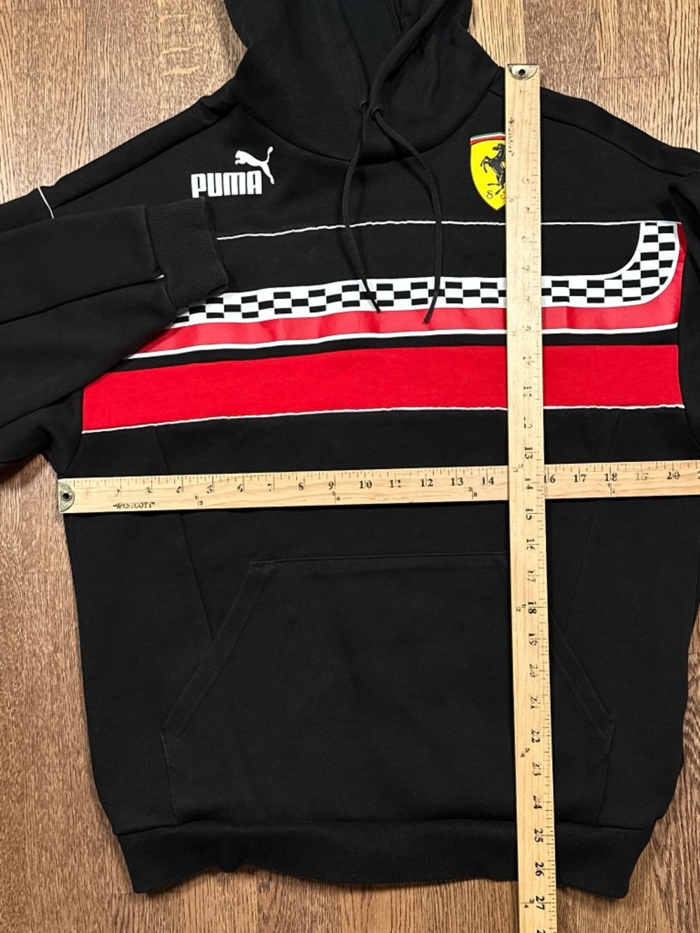 Puma Ferrari Race SDS Racing Stripe Check Tech Fleece Hoodie Mens Medium - Picture 4 of 10